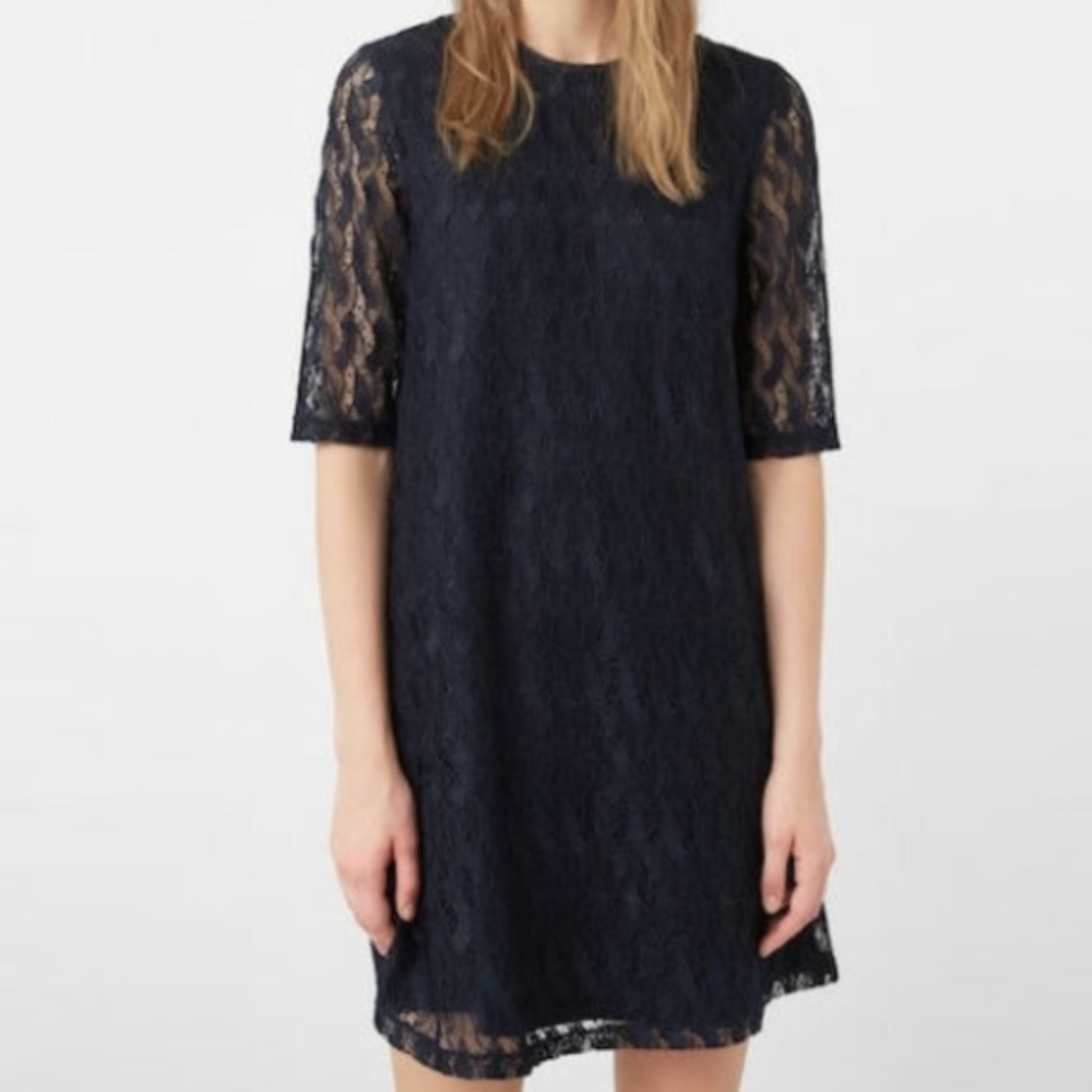 Mango Suit Guipa Blue Layered Lace Dress Size 6